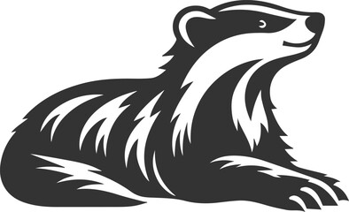 Vector animal drawing silhouette of a badger