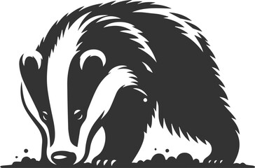 Vector animal drawing silhouette of a badger