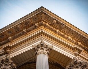 Obraz premium intricate architectural details beneath a historic building facade