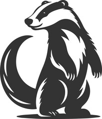 Vector animal drawing silhouette of a badger