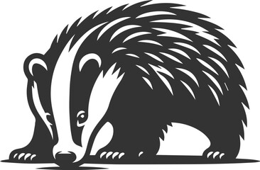Vector animal drawing silhouette of a badger