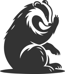 Vector animal drawing silhouette of a badger