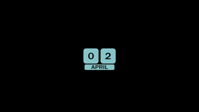 A calendar from 1st April to 2nd April on a black background, marking the passing of time and the start of a new day.