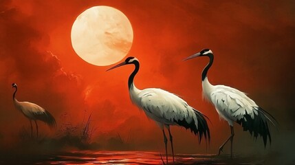 Fototapeta premium flamingos in the lake