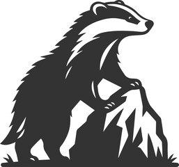 Vector animal drawing silhouette of a badger