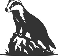 Vector animal drawing silhouette of a badger
