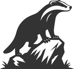 Vector animal drawing silhouette of a badger