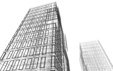 Fototapeta premium Office building sketch 3d rendering
