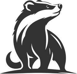 Vector animal drawing silhouette of a badger