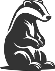 Vector animal drawing silhouette of a badger