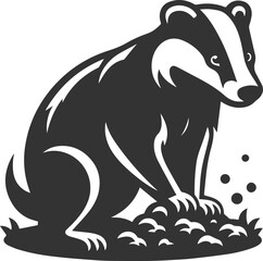 Vector animal drawing silhouette of a badger