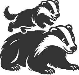 Vector animal drawing silhouette of a badger