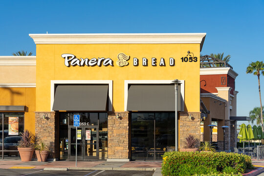 Upland, CA, USA - May 15, 2025: Exterior building for Panera Bread bakery cafe located in Upland, California. 