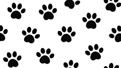 Black and White Paw Print Pattern Design.