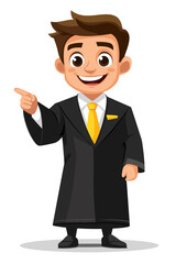 Happy lawyer illustration with a yellow tie