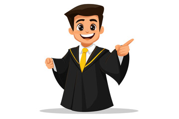 Happy lawyer illustration with a yellow tie