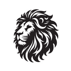 Black Color Lion Silhouette Vector Illustration, Solid White Background. minimal vector design