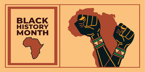 Black history month celebration african american fist and continent with transparency
