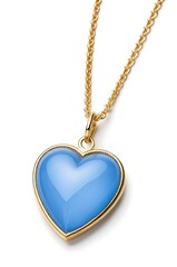 Exquisite Gold-tone Necklace with a Heart-shaped Blue Gemstone Pendant