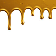 Golden dripping paint effect isolated on transparent background