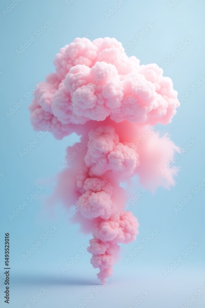 Aufkleber artistic rendering of pink smoke rising against a soft blue background creating an abstract and visu