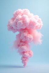 Fototapeta premium Artistic rendering of pink smoke rising against a soft blue background creating an abstract and visual concept