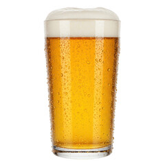 Full beer glass with foam isolated on transparent background
