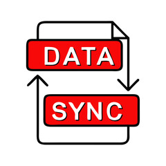 Data synchronization, a concept in red and white, for web design