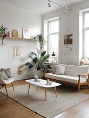 Scandinavian style interior design of modern living room.