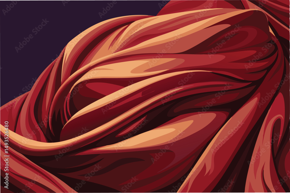 Fototapete flowing fabric draped in elegant folds creates a dynamic and textured visual composition with rich h