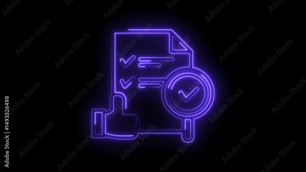 Poster neon style compliance document checklist complete audit approved list with thumb up