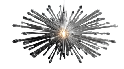 A glowing neon starburst icon in radiant silver tones, representing brilliance and success, isolated on white --ar 16:9 --v 7.0 --s 750