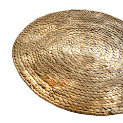 Minimalist Woven Straw Beach Mat Isolated on Transparent Background