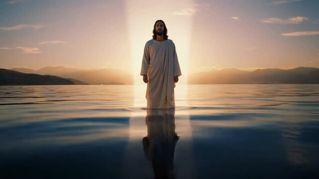 Jesus walking on the sea.