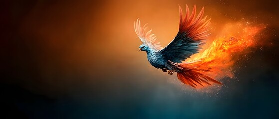 Fototapeta premium Majestic mythical phoenix in dramatic aerial display