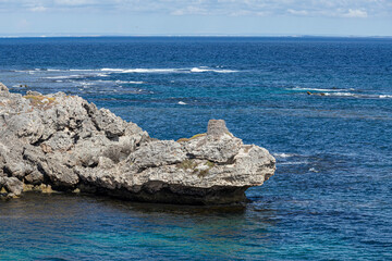 An osprey nest on curious rock formations at Fish Hook Bay on Cape Vlamingh on the west coast of...