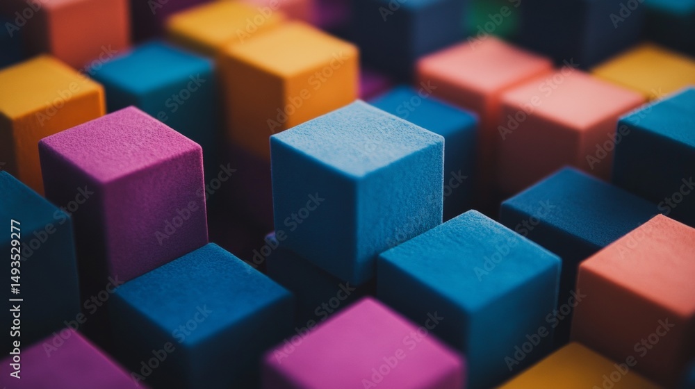 Aufkleber abstract pattern of colorful 3d cubes forming modern geometric composition on dark background