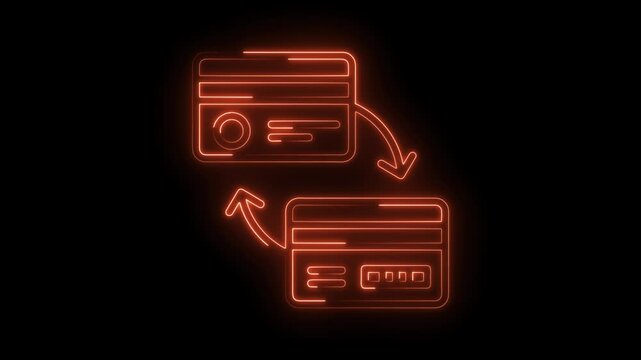 Animated digital currency exchange depicts seamless credit card transactions in a modern style