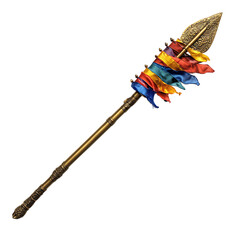A Satin Gold Arrow with Tibetan Prayer Flags Himala Isolated on Transparent Background