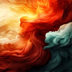 Striking abstract flame compositions in brilliant shades of amber and crimson