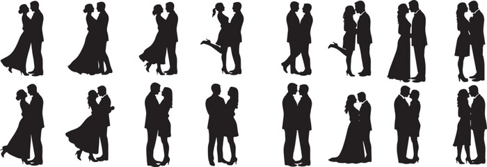 Wedding couples silhouettes vector art collection bundle for graphic design and creative projects use images