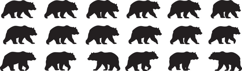 Black bear silhouette vector illustration wildlife animal nature forest mammal grizzly bears walking icon 100