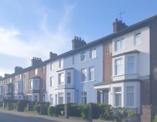 Obraz premium British suburb with typical terraced houses AI generated