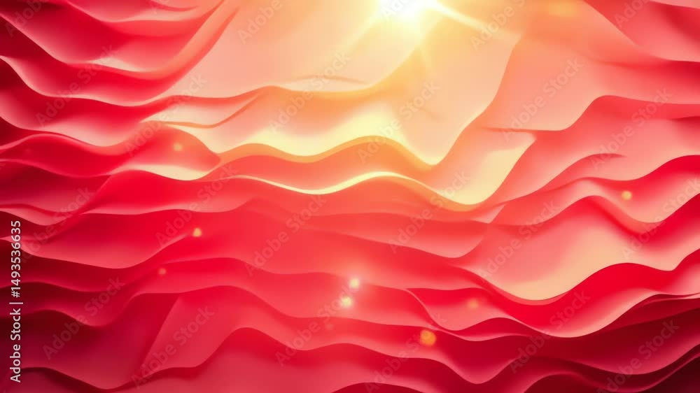 Poster abstract red and orange wave pattern dynamic, fluid design with vibrant hues and glowing light effec