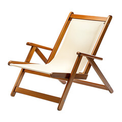 Elegant Reclining Wooden Beach Chair Featuring a Co Isolated on Transparent Background