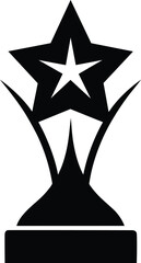 trophy on a star shaped base design silhouette 