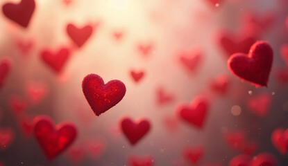 Obraz premium red hearts on a red background