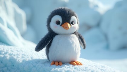 Cute Penguin on Snow