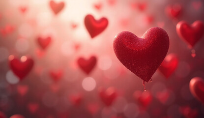 Obraz premium red hearts on a red background