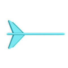 Contemporary Arrow with Crisp Lines in Bright Cyan Isolated on Transparent Background